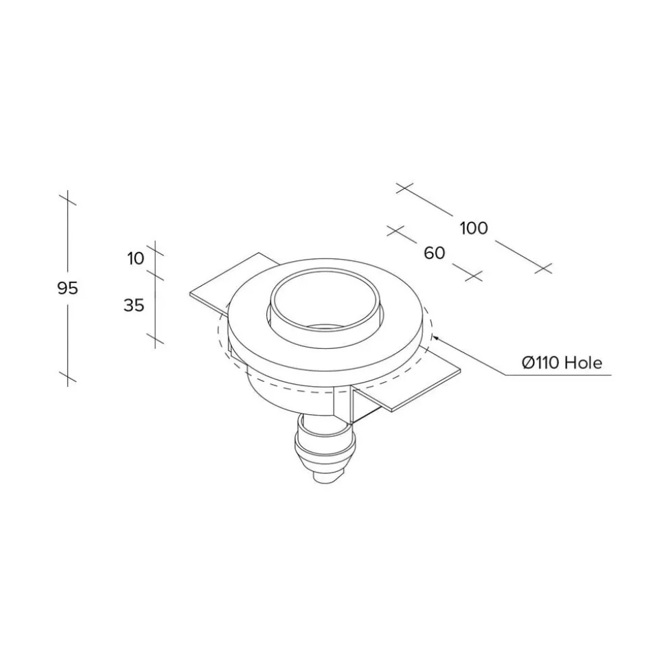 Thessaly indbygningsspot, sort, gips, Ø 10 cm, GU10