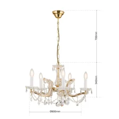 TJURA lysekrone med 5 lys 60 cm