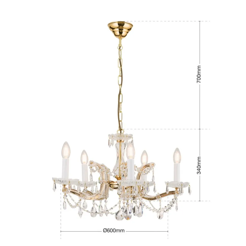 TJURA lysekrone med 5 lys 60 cm