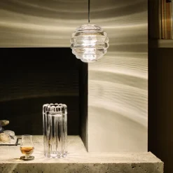 Tom Dixon LED-hængelampe Press Sphere, klar, Ø 14 cm, 927