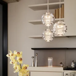 Tom Dixon LED-hængelampe Press Sphere, klar, Ø 14 cm, 927