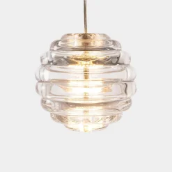 Tom Dixon LED-hængelampe Press Sphere, klar, Ø 14 cm, 927