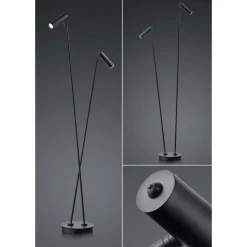 Tom LED-gulvlampe, 2 lyskilder, sort