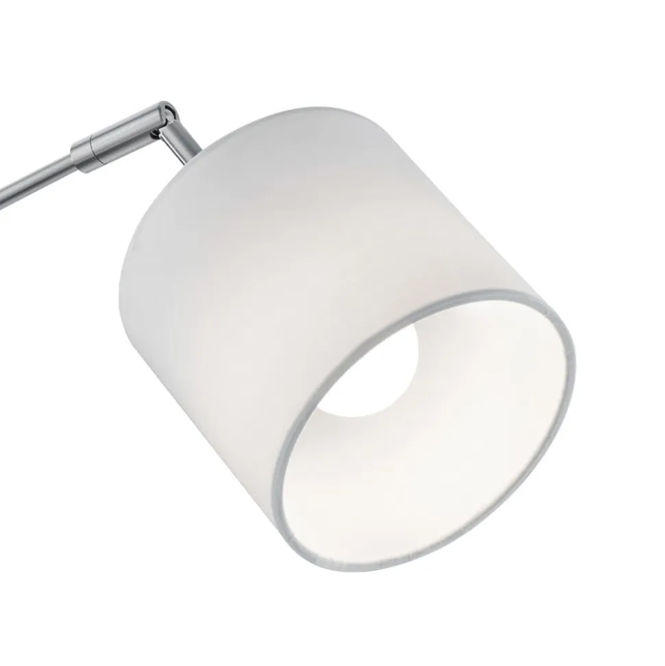 Tommy gulvlampe, nikkel/hvid, højde 200 cm, 5-lys, stof