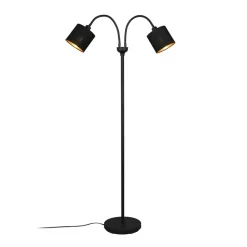 Tommy gulvlampe, sort/guld, højde 130 cm, 2-lys stof