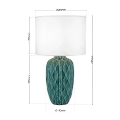 Tortuga bordlampe, grøn/hvid, højde 49,5 cm, keramik/lin