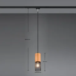 Tosh skinnelampe til DUOline, sort, trædetalje, E27