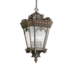 Tournai udendørs hængelampe, Ø 19 cm, bronze, aluminium, glas