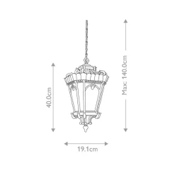 Tournai udendørs hængelampe, Ø 19 cm, bronze, aluminium, glas