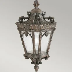 Tournai udendørs hængelampe, Ø 19 cm, bronze, aluminium, glas