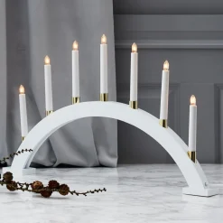 Træ lysestage Gillian i hvid