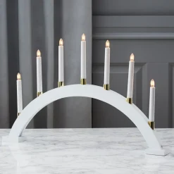 Træ lysestage Gillian i hvid