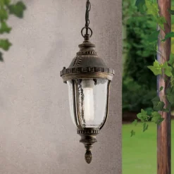 Traditionel Paula hængelampe med strukturglas