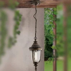 Traditionel Paula hængelampe med strukturglas