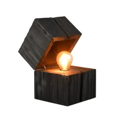 Treasure bordlampe, sort, træ, hængslet