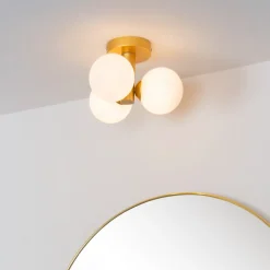 Trudy loftlampe til bad 3 lyskilder, mat guld/opal