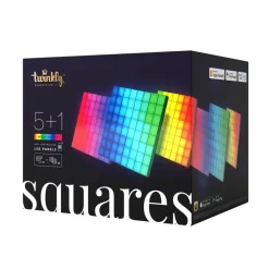 Twinkly RGB-firkanter sort, IP20, 1+5 startsæt