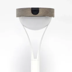 Tyble LED solcellebordlampe, hvid/teak, 2.700 K, 200 lm