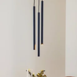 Tynd pendel, sort, tre lys, rondel