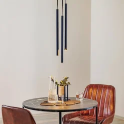 Tynd pendel, sort, tre lys, rondel