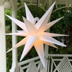 Udendørs dekostjerne XXL, 18 takker, Ø 80 cm hvid