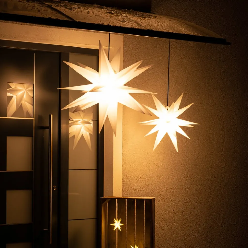 Udendørs dekostjerne XXL, 18 takker, Ø 80 cm hvid