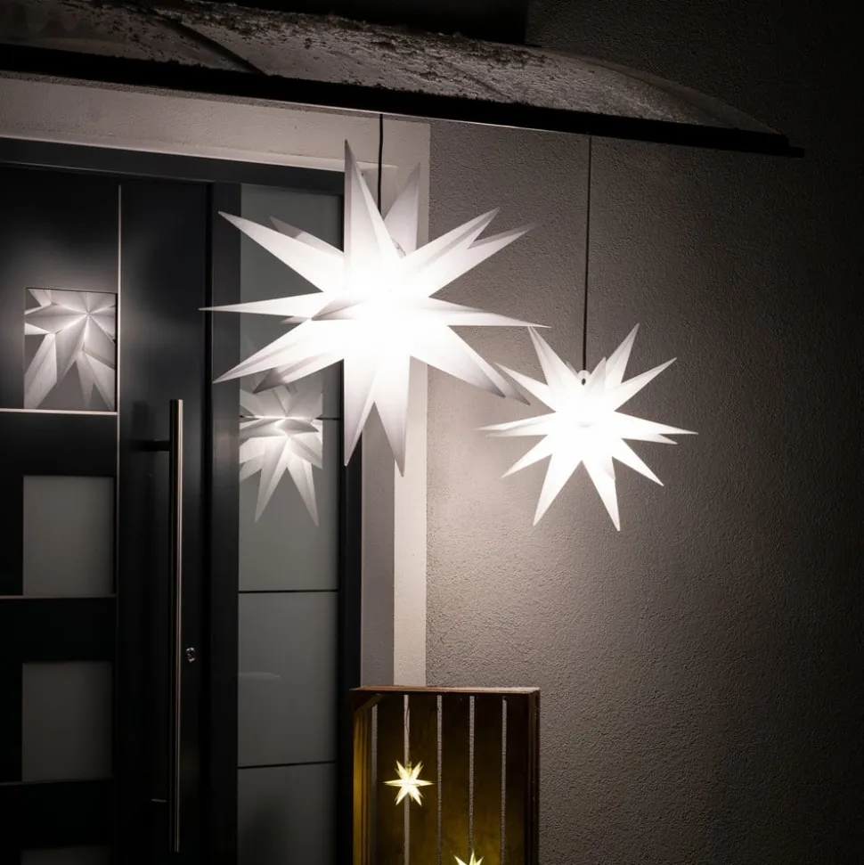 Udendørs dekostjerne XXL, 18 takker, Ø 80 cm hvid