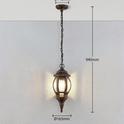 Udendørs hængelampe Nadesha, børstet guld