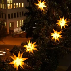 Udendørs LED-lyskæde med 9 stjerner, gul