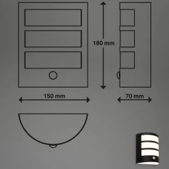 Udendørs LED-væglampe 3795015, sort, sensor, IP44