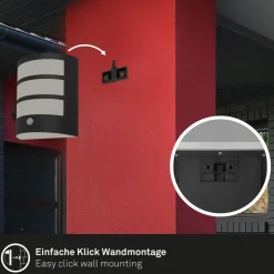 Udendørs LED-væglampe 3795015, sort, sensor, IP44