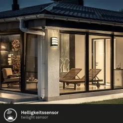 Udendørs LED-væglampe 3795015, sort, sensor, IP44