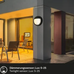 Udendørs LED-væglampe 3785015 sort bevægelsessensor 17 cm