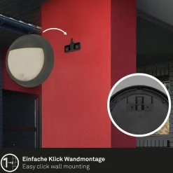 Udendørs LED-væglampe 3785015 sort bevægelsessensor 17 cm