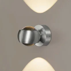 Udendørs LED-væglampe, aluminiumsfarvet, up&down, CCT, dæmpbar