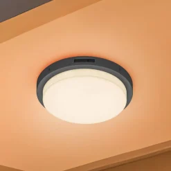 Udendørs LED-væglampe Bermejo, rund, sensor, CCT, antracit