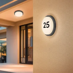 Udendørs LED-væglampe Bermejo, rund, sensor, CCT, antracit