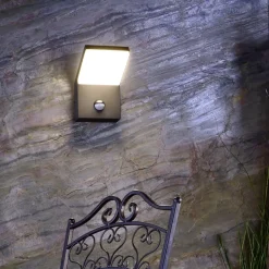 Udendørs LED-væglampe med sensor Tucanae, grå, højde 22 cm, IP54