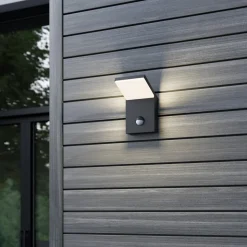 Udendørs LED-væglampe Nevio, metal, antracit, sensor