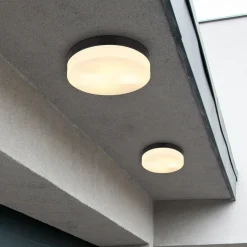 Udendørs loftslampe Vranos, mat sort, Ø 24 cm, aluminium