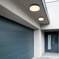 Udendørs loftslampe Vranos, mat sort, Ø 24 cm, aluminium