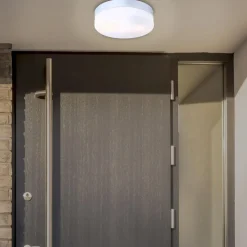 Udendørs loftslampe Vranos, sølvfarvet, Ø 24 cm, aluminium