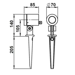 Udendørs spotlampe 626, sort, drejelig, jordspyd