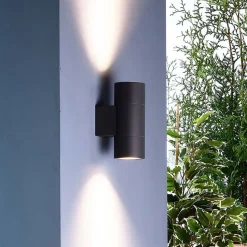 Udendørs væglampe Achernar 2 lyskilder op/ned sortgrå