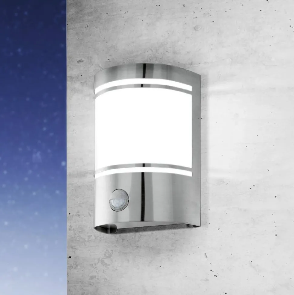Udendørs væglampe Cerno, bevægelsessensor, stål