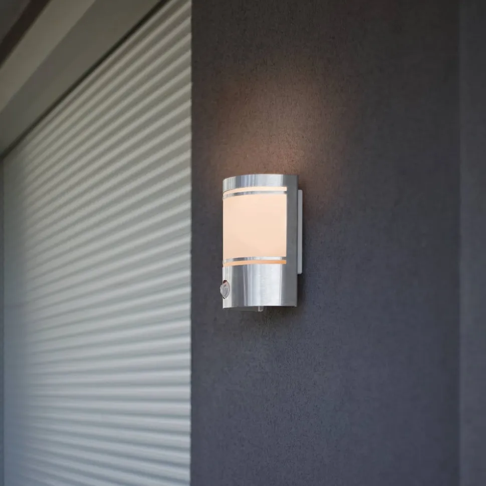 Udendørs væglampe Cerno, bevægelsessensor, stål