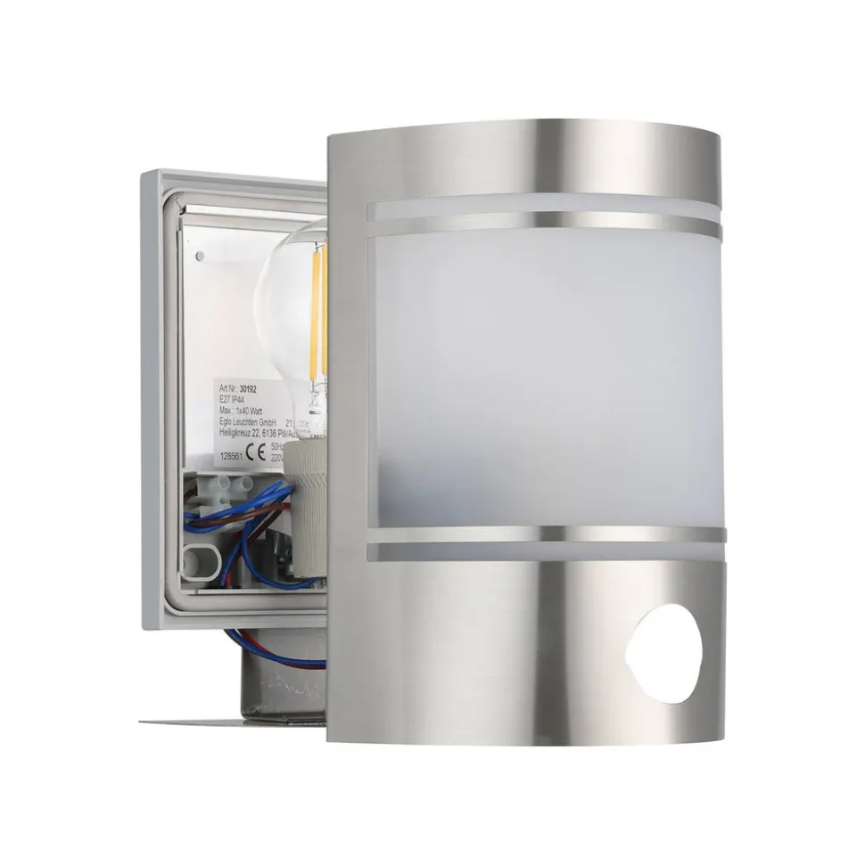 Udendørs væglampe Cerno, bevægelsessensor, stål
