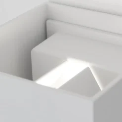 Udendørs væglampe Cube-S, hvid, metal, bevægelsessensor