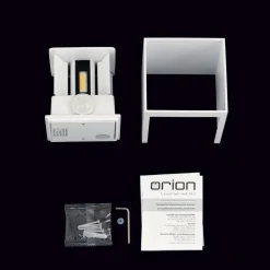 Udendørs væglampe Cube-S, hvid, metal, bevægelsessensor