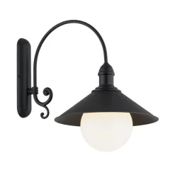 Udendørs væglampe Enduro, sort, stål, glas, IP44, E27